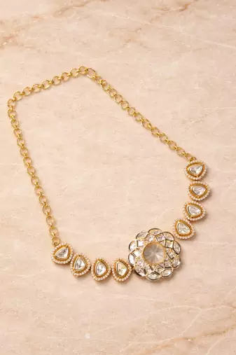 Gold plated polki necklace