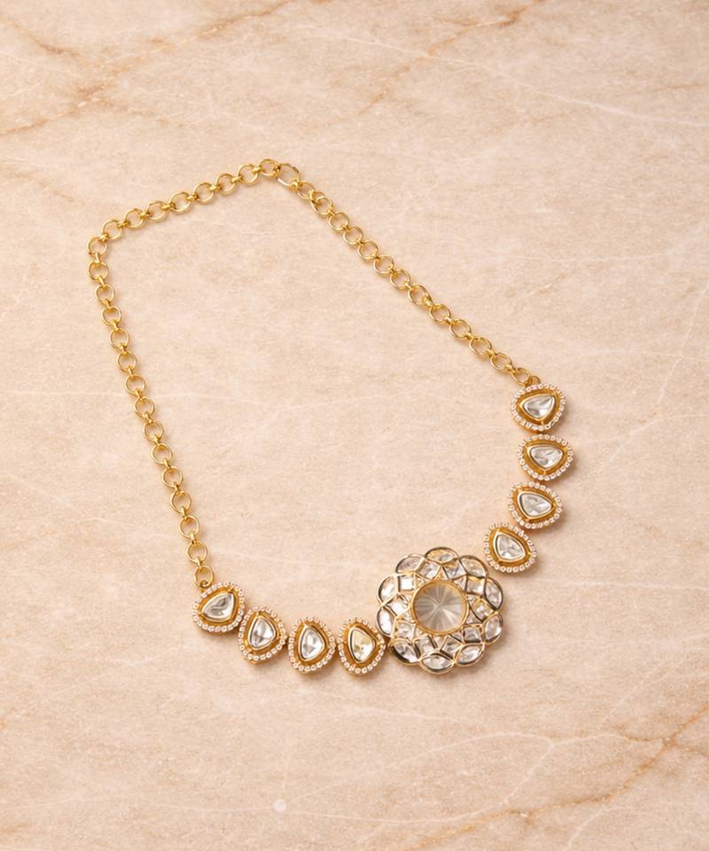 Gold plated polki necklace