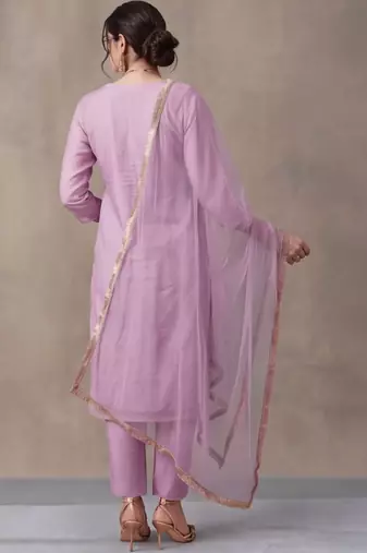 women ethnic motifs printed regular kurta with trousers & with dupatta