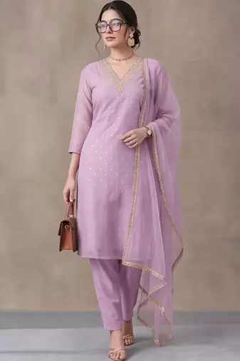 women ethnic motifs printed regular kurta with trousers & with dupatta