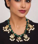 Gold plated green kundan necklace