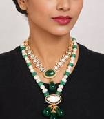 Gold plated green kundan necklace