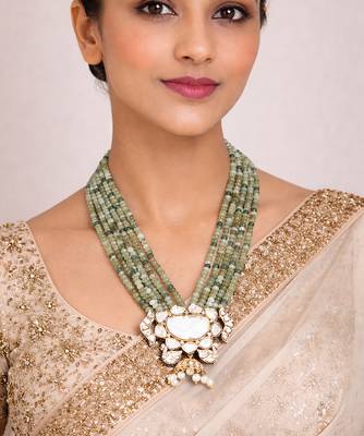Gold plated green kundan necklace 1