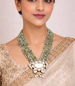 Gold plated green kundan necklace