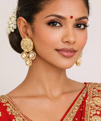 Gold plated gold kundan earrings 1