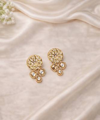 Gold plated gold kundan earrings 2