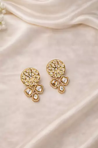 Gold plated gold kundan earrings