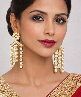 Gold plated gold kundan earrings 1