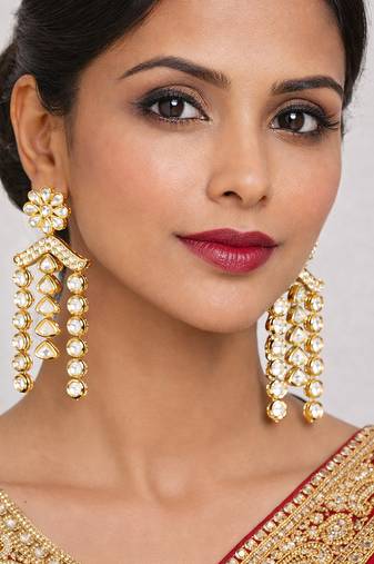 Gold plated gold kundan earrings