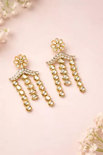 Gold plated gold kundan earrings
