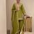 P green chinon readymade suit with embroidery & sequence work