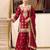 Red chinon readymade suit with embroidery & sequence work