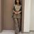 Brown silk blend readymade 2 piece set with embroidery & beads work