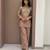 Peach silk blend readymade 2 piece set with embroidery & beads work