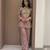 Pink silk blend readymade 2 piece set with embroidery & beads work