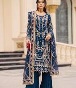 Navy georgette readymade suit with embroidery & sequence work