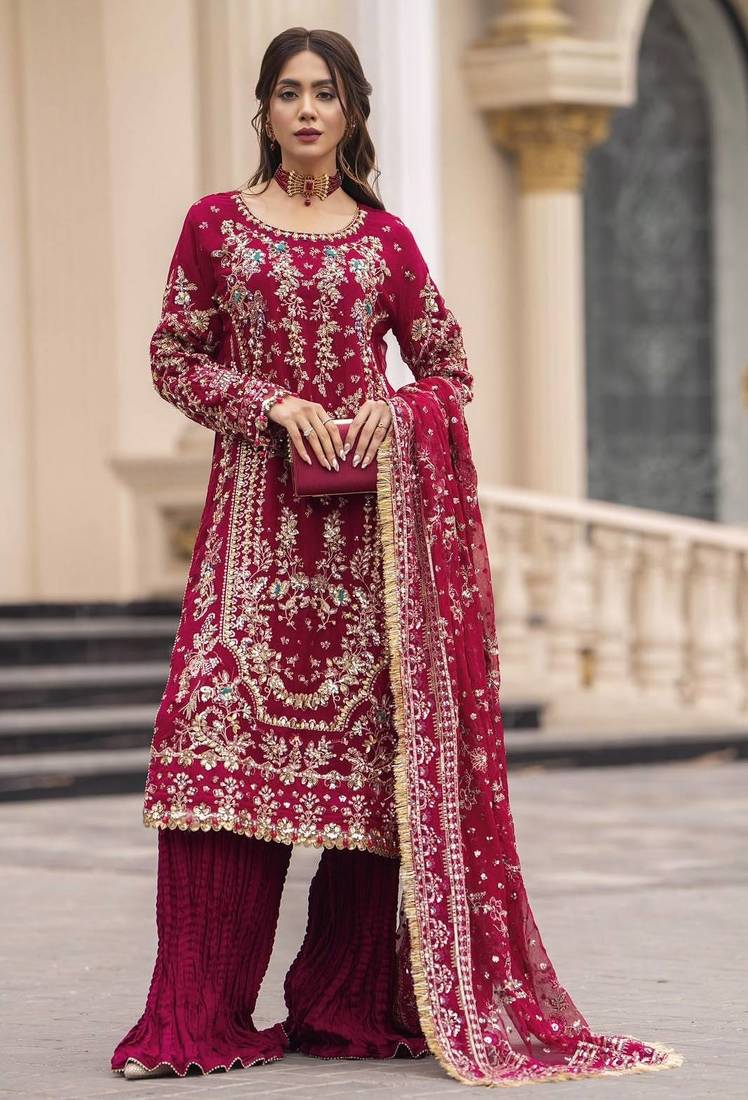 Rani georgette readymade suit with embroidery & sequence work