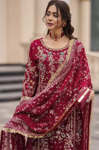 Rani georgette readymade suit with embroidery & sequence work
