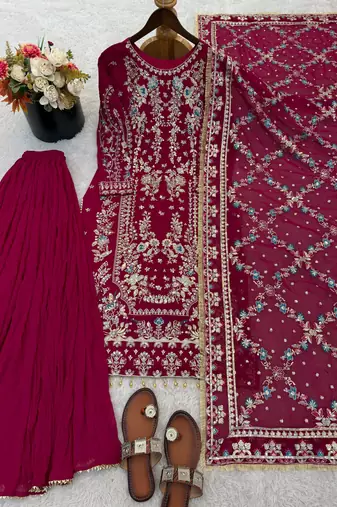Rani georgette readymade suit with embroidery & sequence work