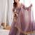 Lavender silk blend readymade suit with mirror & border work