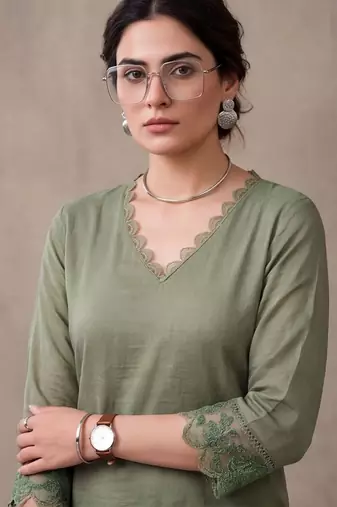 women ethnic motifs embroidered regular thread work kurta & trousers with dupatta