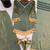 Sage silk blend readymade suit with mirror & border work