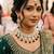 Maroon green set with earrings & maang tikka kundan & agate stone lekar gold plating