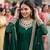 Green set with earrings & maang tikka kundan & agate stone lekar gold plating