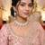 Pink necklace set with earrings & maang tikka kundan & agate stone lekar gold plating