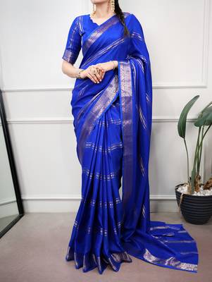 elegant dola silk blend saree with zari weaving and blouse 1