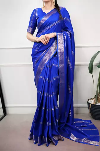 elegant dola silk blend saree with zari weaving and blouse