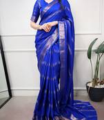 elegant dola silk blend saree with zari weaving and blouse
