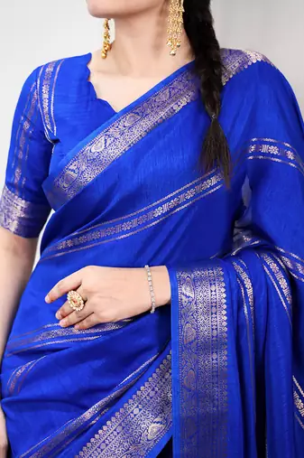 elegant dola silk blend saree with zari weaving and blouse