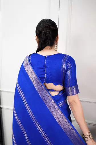 elegant dola silk blend saree with zari weaving and blouse