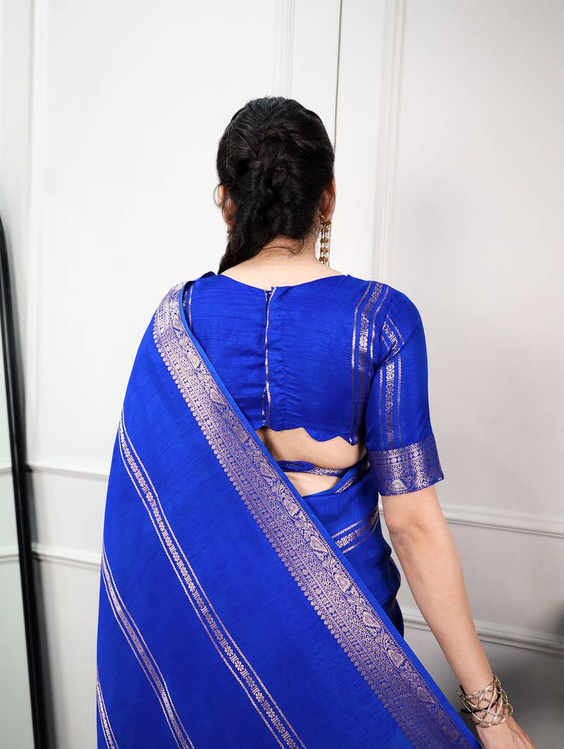 elegant dola silk blend saree with zari weaving and blouse
