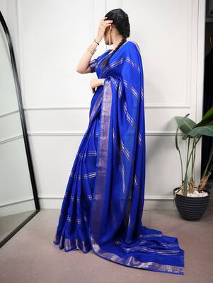 elegant dola silk blend saree with zari weaving and blouse 4