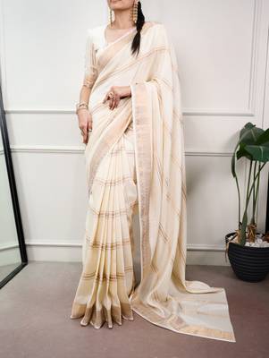 elegant dola silk blend saree with zari weaving and blouse 1