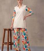 women floral colourblocked regular kurta with trousers