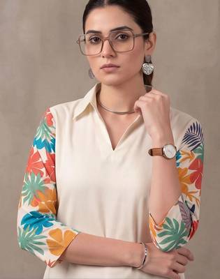 women floral colourblocked regular kurta with trousers 6