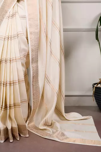 elegant dola silk blend saree with zari weaving and blouse