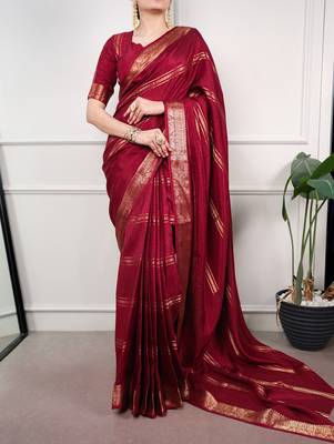elegant dola silk blend saree with zari weaving and blouse 1
