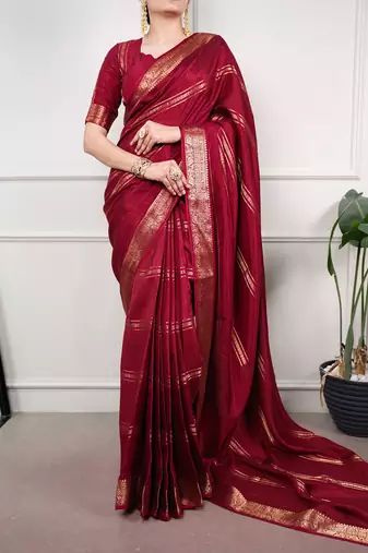 elegant dola silk blend saree with zari weaving and blouse