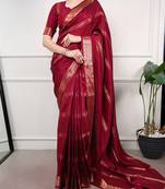 elegant dola silk blend saree with zari weaving and blouse