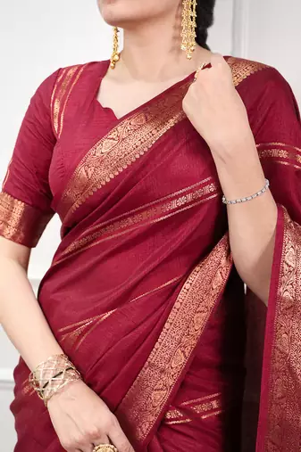 elegant dola silk blend saree with zari weaving and blouse