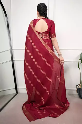 elegant dola silk blend saree with zari weaving and blouse