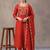 women ethnic motifs embroidered empire thread work kurta with trousers & with dupatta