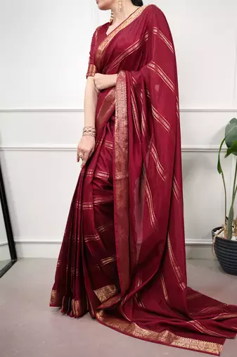 elegant dola silk blend saree with zari weaving and blouse