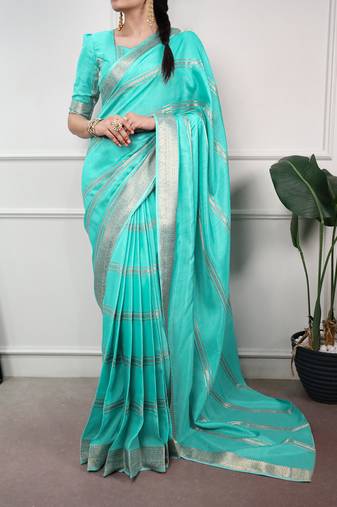 elegant dola silk blend saree with zari weaving and blouse