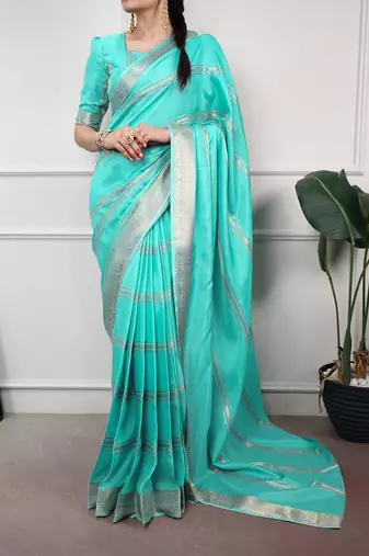elegant dola silk blend saree with zari weaving and blouse