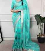 elegant dola silk blend saree with zari weaving and blouse